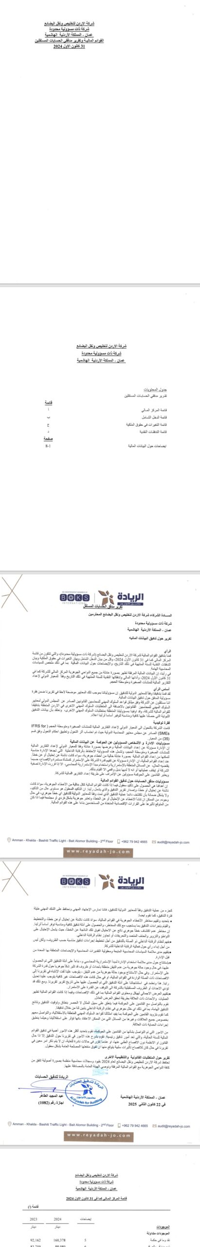تقرير مدققي الحسابات